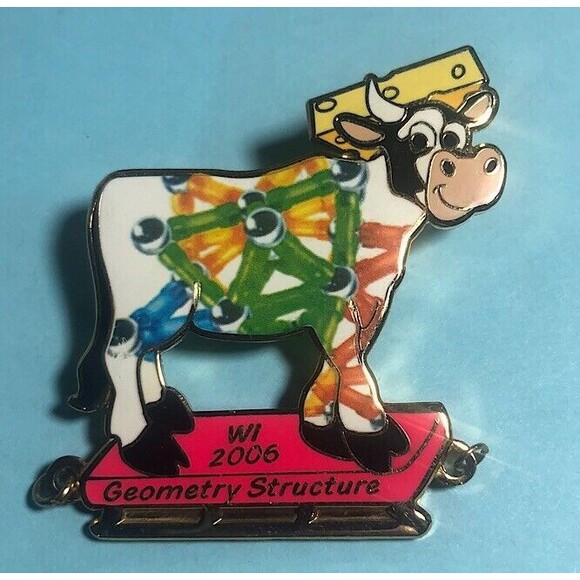 WI-OM,2006 Odyssey of The Minds Wisconsin-Geometry Structure Cheese Head Cow Pin - Picture 1 of 2